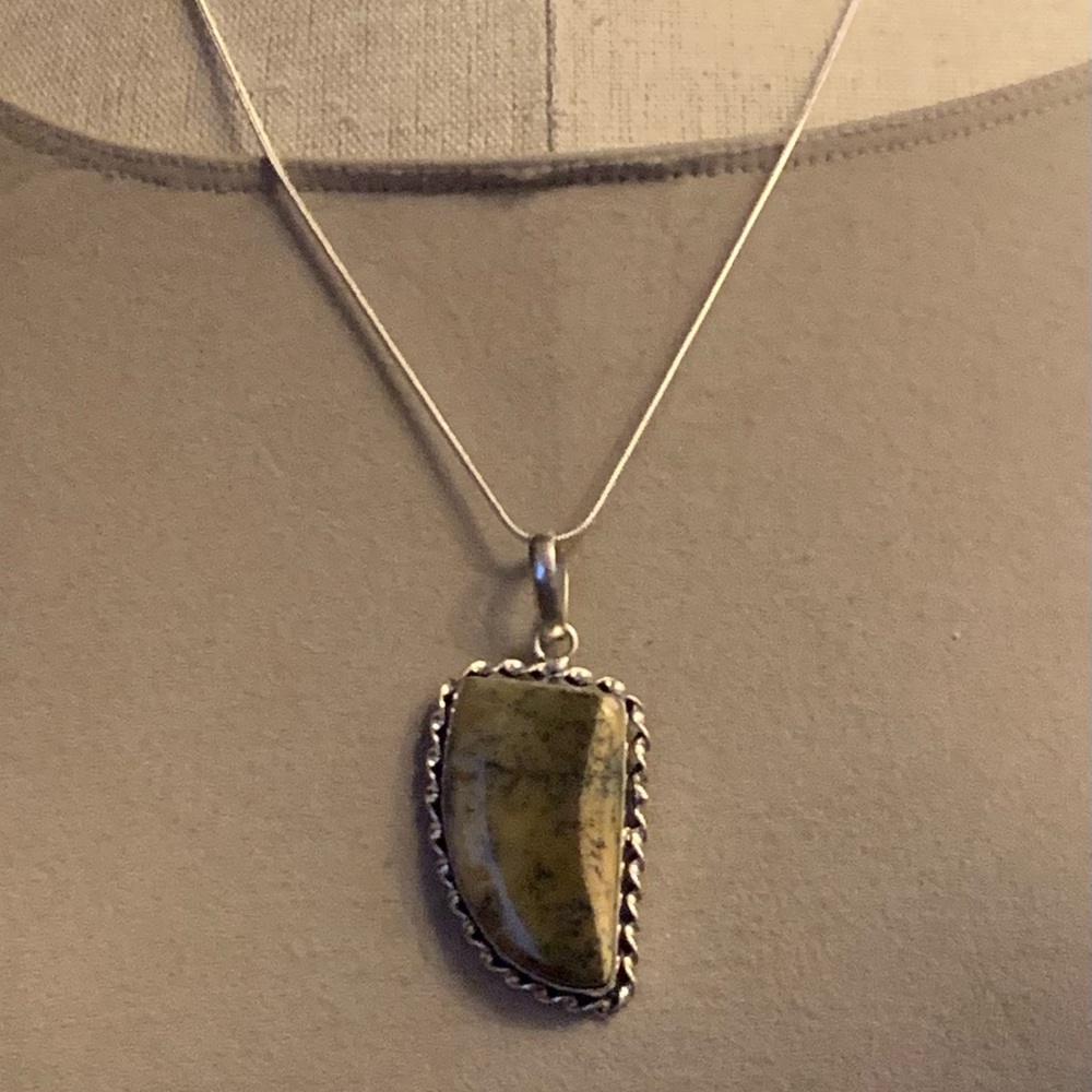 Sterling Silver Jasper Pendant and Necklace NEW